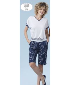 Женский домашний костюм белый с синим Aqua 17509