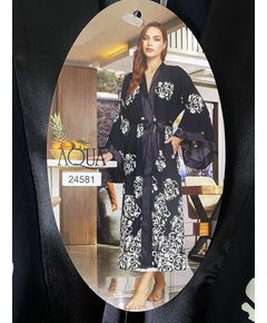 Халат женский L-40 черный с белым Aqua 23333