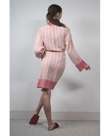 Халат жіночий червоний з молочним Issimo 19085, зображення 2