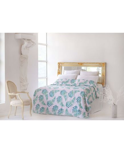 Ковдра 200х230 білий з зеленим Dacron 17447, зображення 2