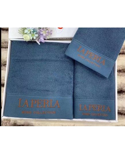 Набір рушників 35х75,70х140 синій La Perla 20384, зображення 5