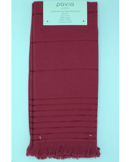 Набор полотенец для кухни бордовый Pavia 21573, изображение 2