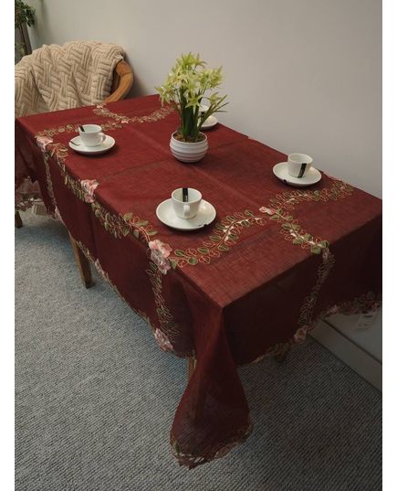 Скатерть 130х170 бордовый TD Seul 12109, изображение 3