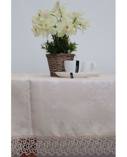 Скатертина 160х220 бежевий Magik Colection 20431, зображення 6