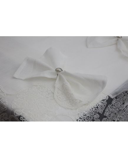 Скатертина 160х350 молочний Magik Colection 20491, зображення 3