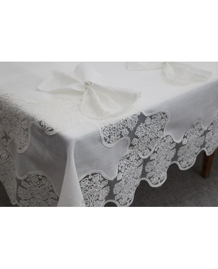 Скатертина 160х350 молочний Magik Colection 20491, зображення 2