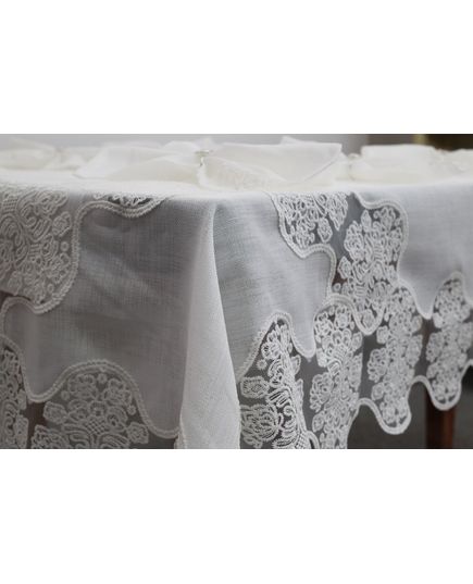 Скатертина 160х350 молочний Magik Colection 20491, зображення 4