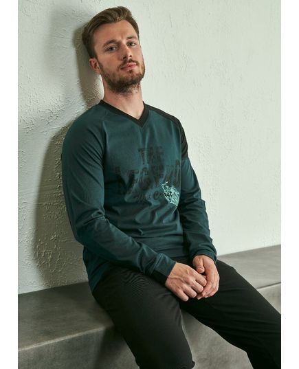 Пижама мужская зеленый с черным Relax Mode 21741, изображение 5