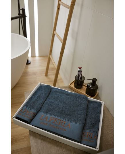 Набір рушників 35х75,70х140 синій La Perla 20384, зображення 6