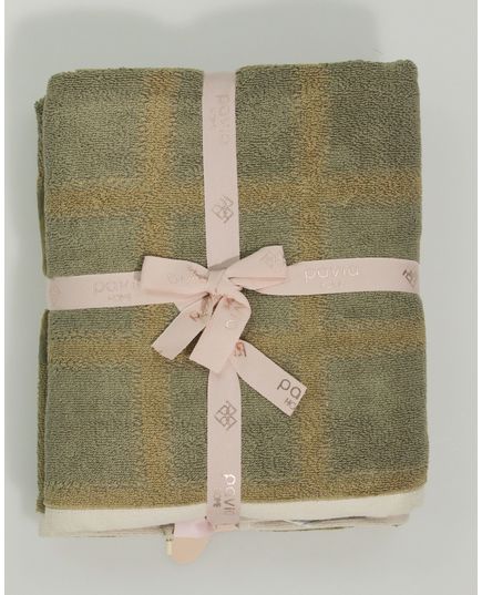 Набір рушників 50х85,70х140 оливковий Pavia 23156, зображення 4
