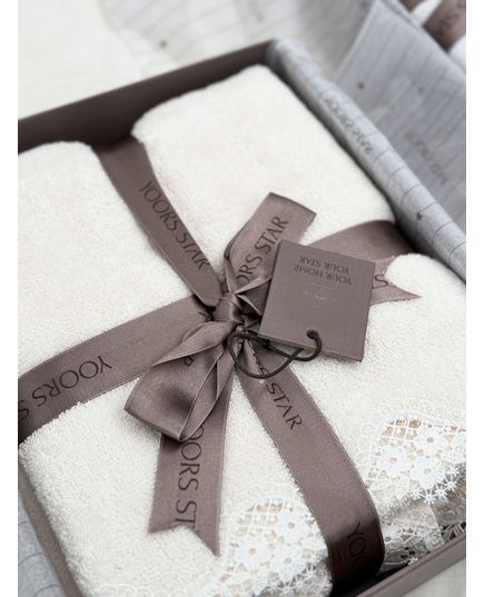 Набор полотенец молочный Yoors star 23624, изображение 2